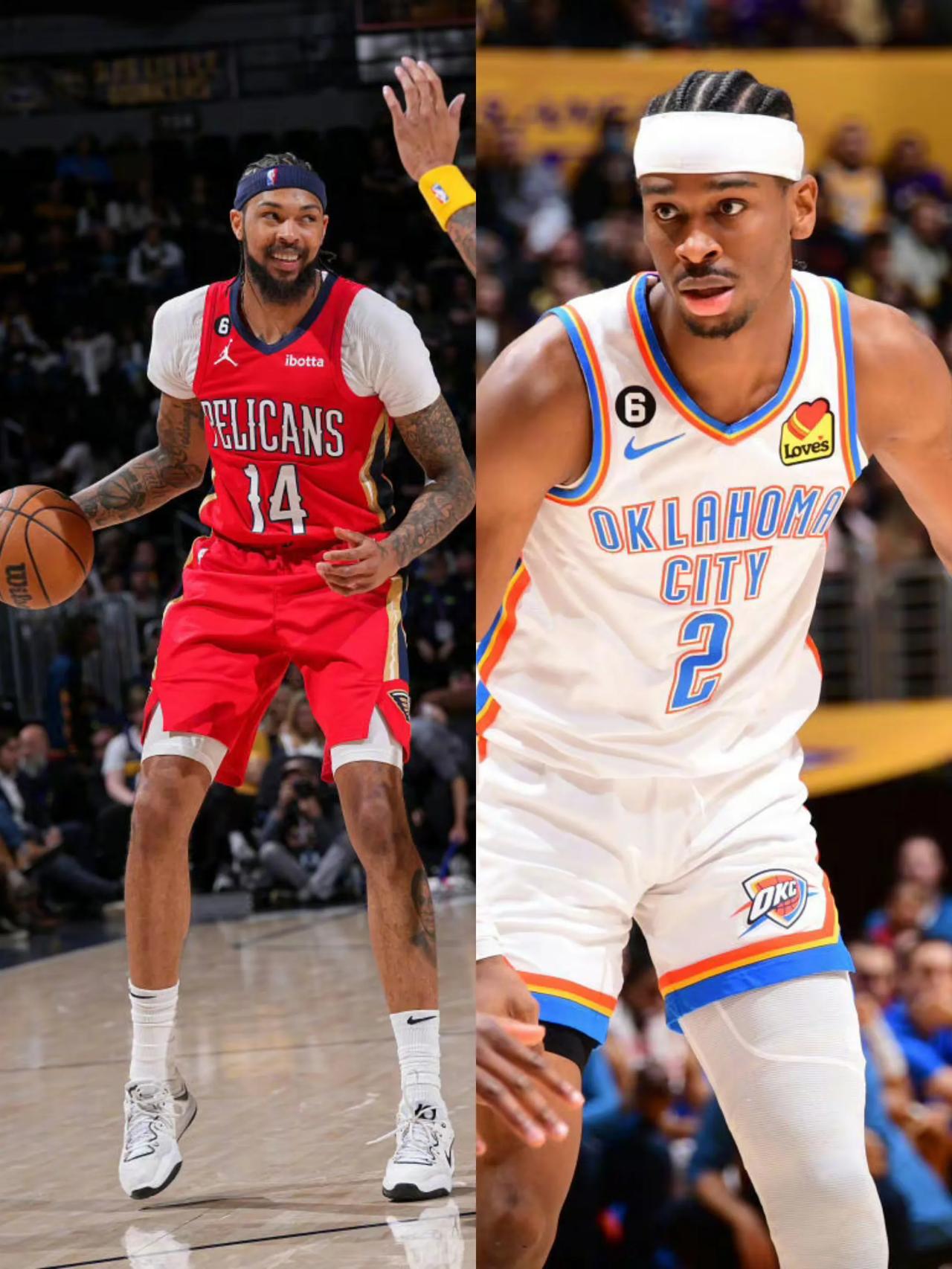 鹈鹕、雷霆与森林狼争第8，双方球员本赛季场均得分以及身高对比

鹈鹕
锡安26.