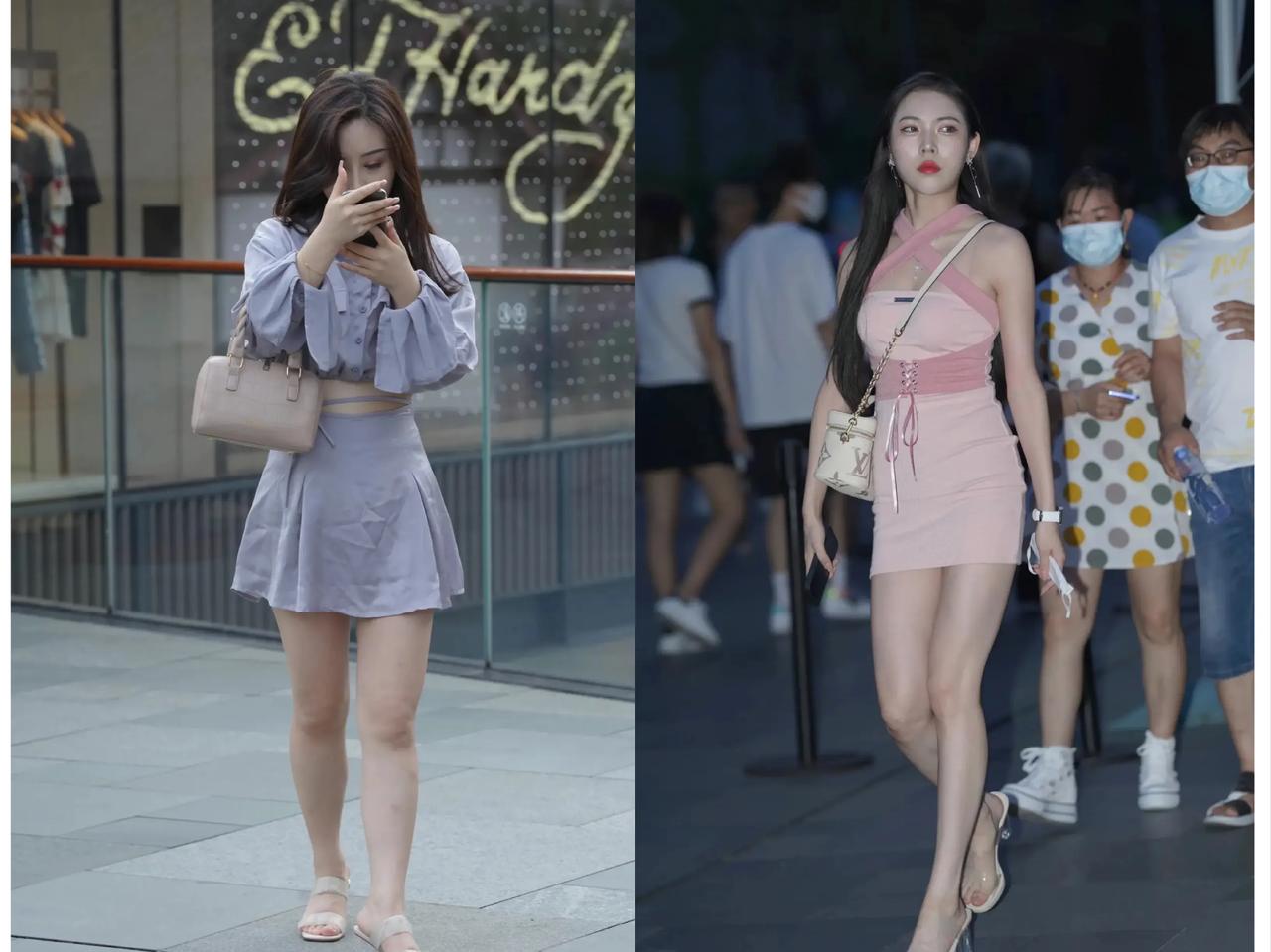 美女欣赏-街拍-A字小短裙和粉
