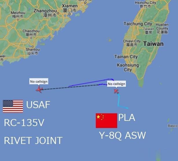 2月27日，中国海军运8反潜巡逻机与美国空军编号为64-14846的RC-135