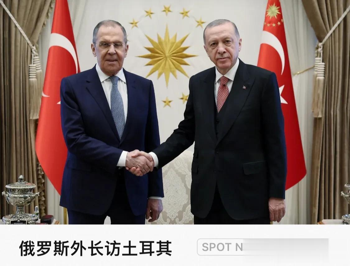 土耳其总统 Recep Tayyip Erdogan 与俄罗斯外交部长 Serg