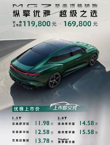 11.98W起的中型轿跑，可还行 ？

新上市的上汽名爵MG7，1.5T/2.0