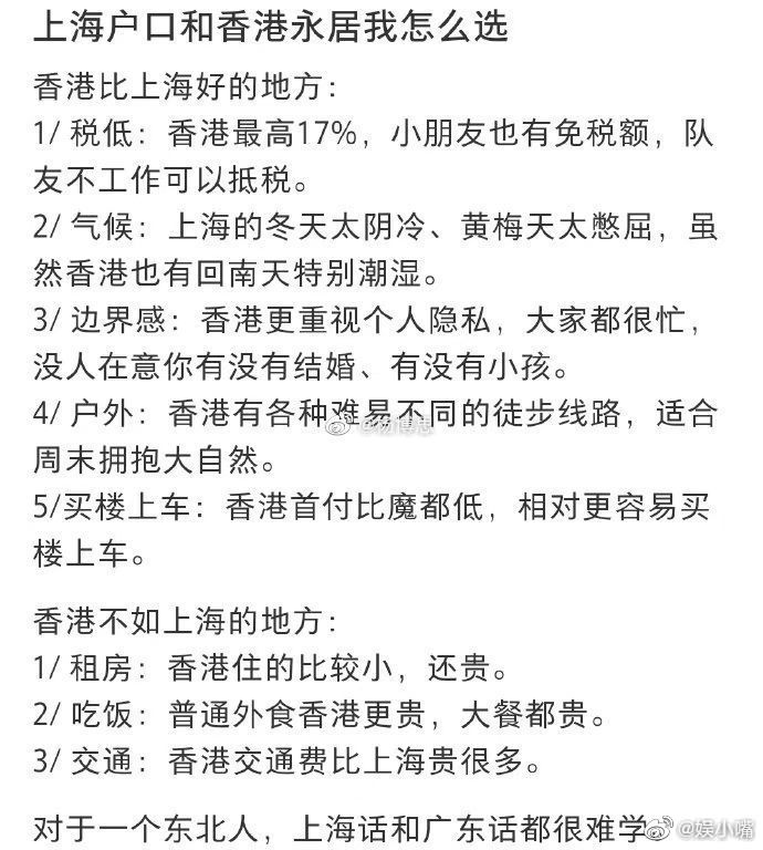 香港永居和上海户口我怎么选 ​​​