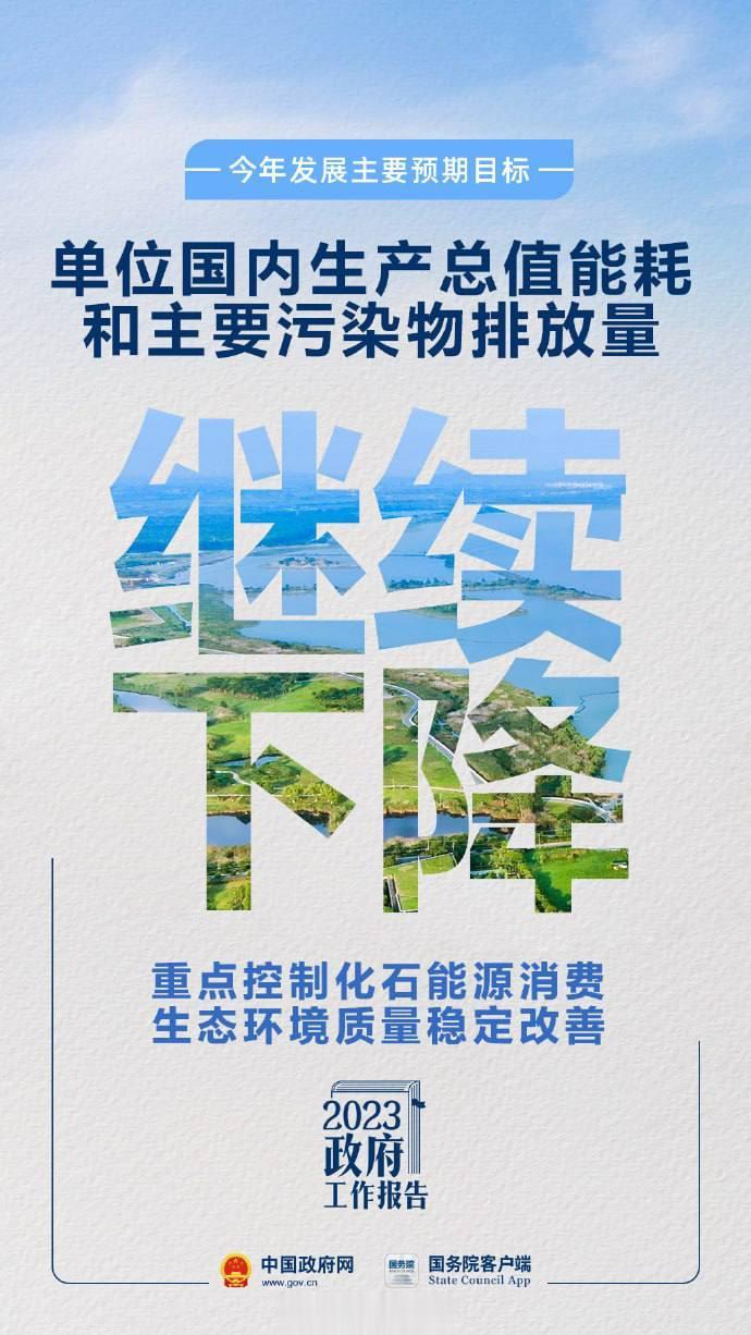 2023年目标中，有一项指标要求：单位国内生产总值能耗和主要污染物排放量继续下降