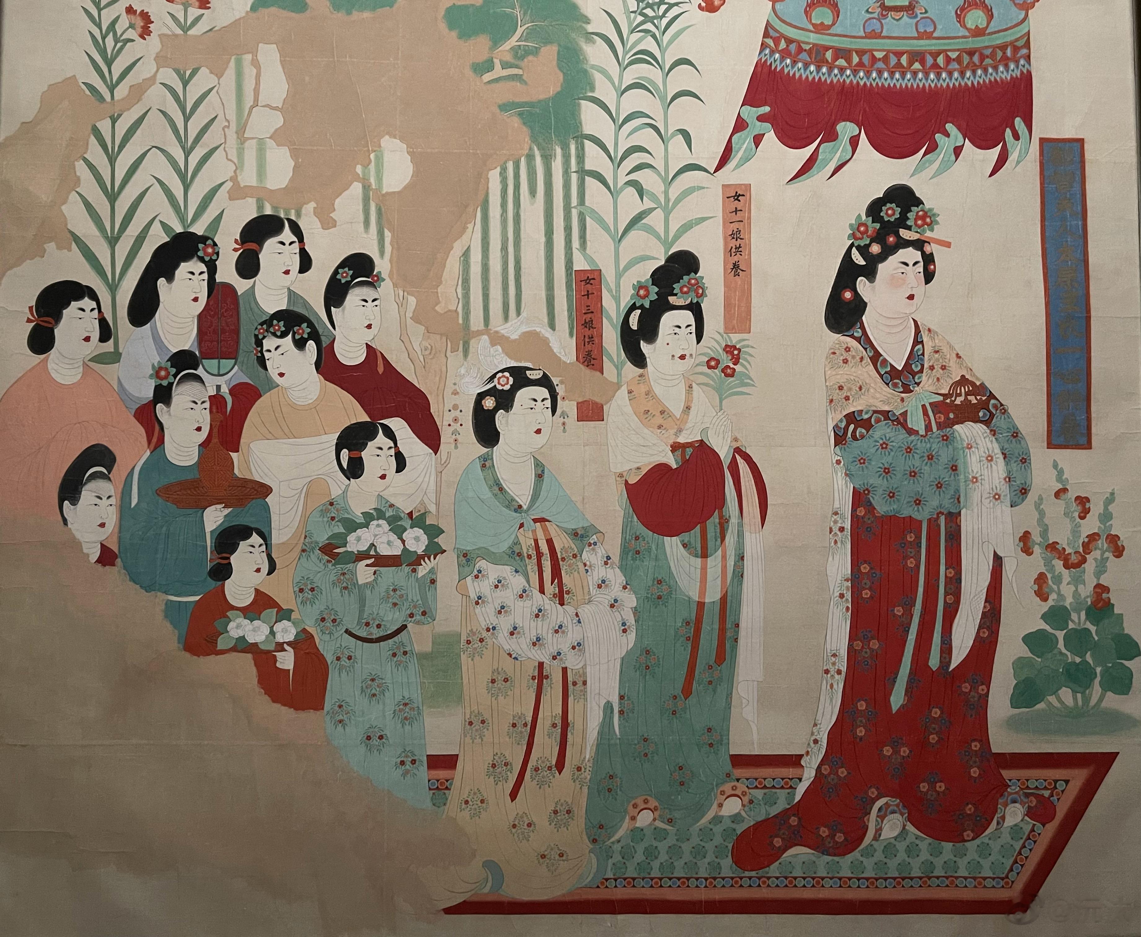 莫高窟•都督夫人礼佛图 #春天的第一个展览##遇见艺术# 130窟，盛唐。这位夫