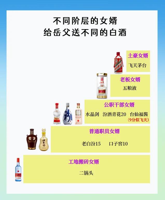不同阶层的女婿，给岳父送不同的白酒，看你能送的起哪一款？

【土豪女婿】----