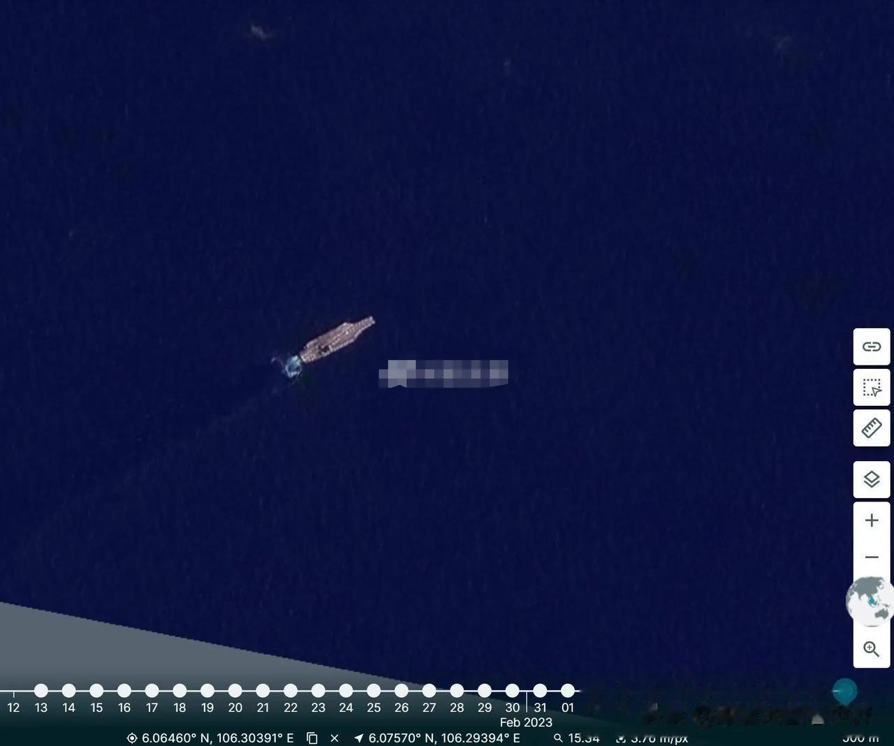 这个GEOINT账号经常分享美军航母动态卫星图，按他的说法，尼米兹号其实早在2月