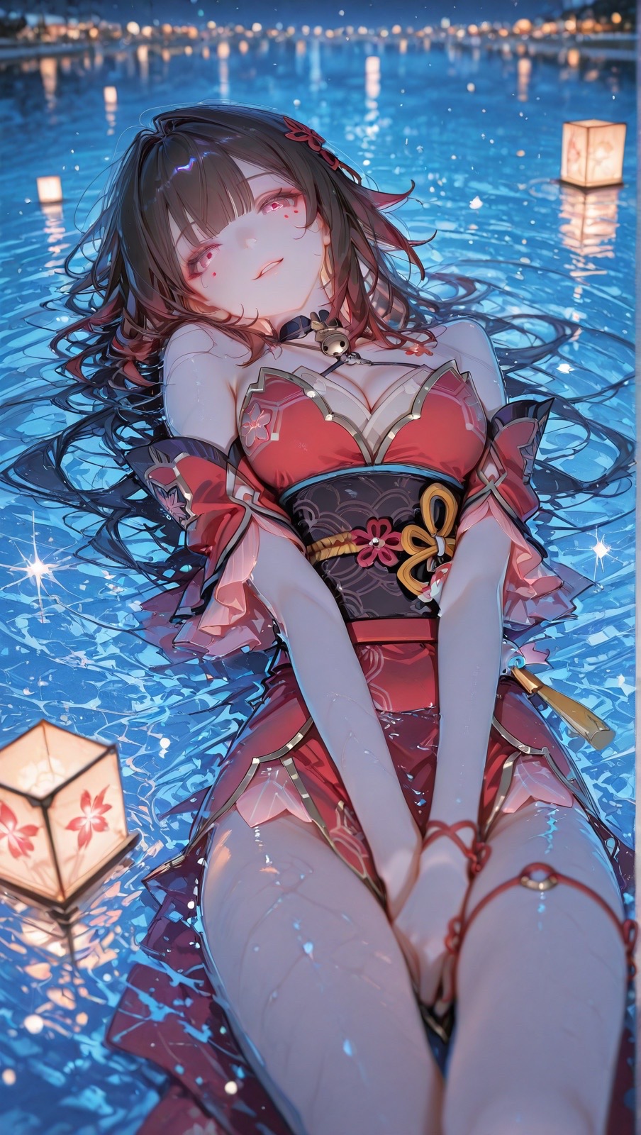 四位少女沉入水底，将心事化作涟漪与光晕。