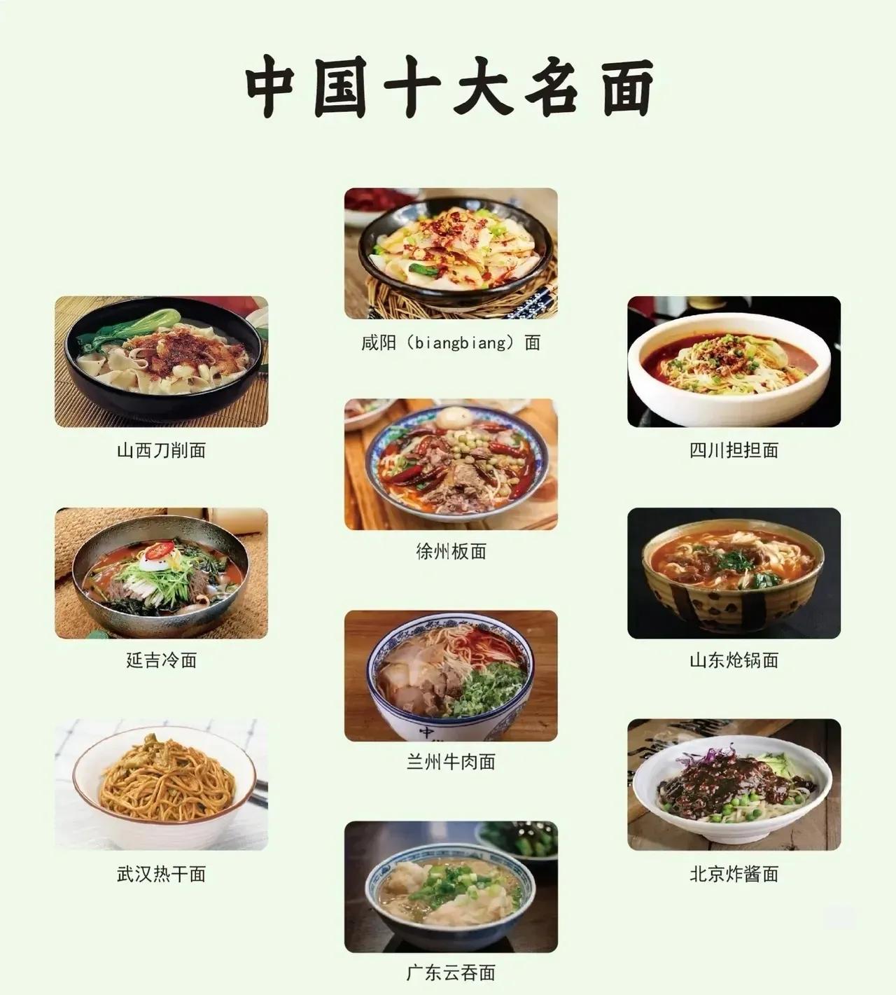 中国十大名面，你吃过几种？最爱哪种？还缺你老家的哪种？欢迎来评论区讨论  