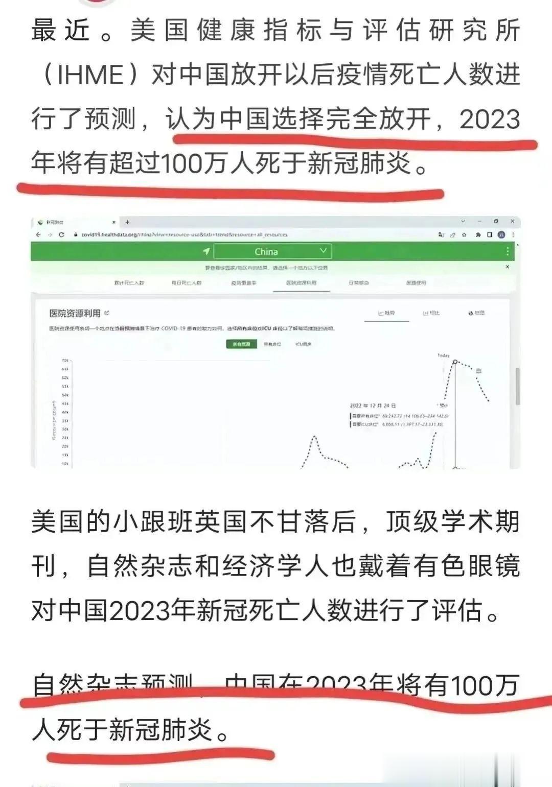 美国预测中国因新冠死亡超100