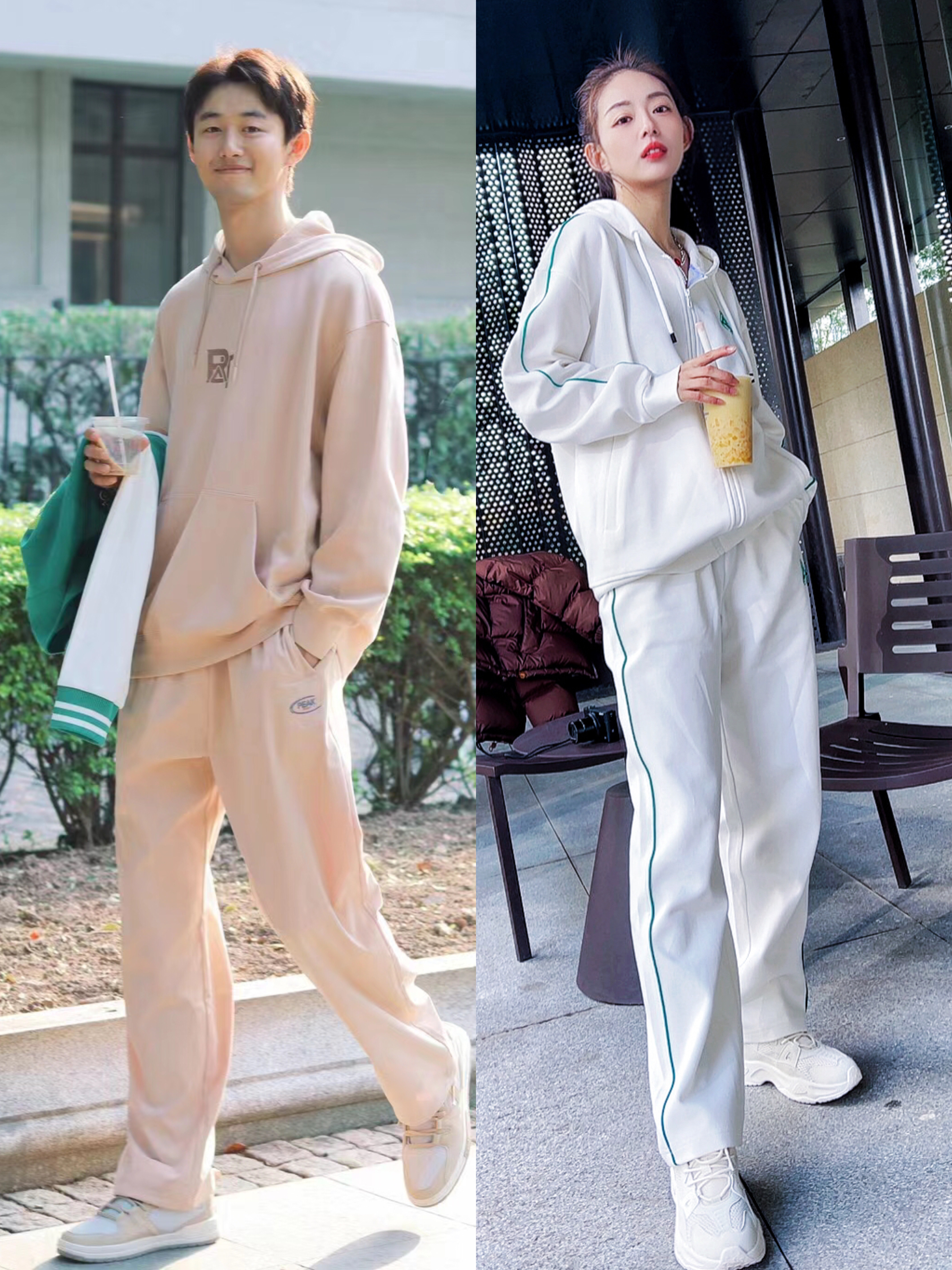 现在国产运动品牌越做越好看了，而且还平价。比如这套匹克卫衣套装。 ​​​