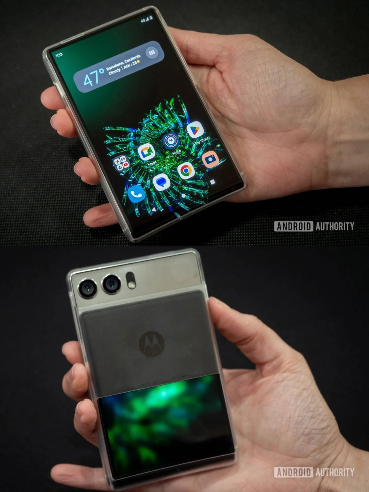 摩托罗拉即将在MWC2023上展示的纵向卷轴屏概念手机Rizr，该机配备5英寸1