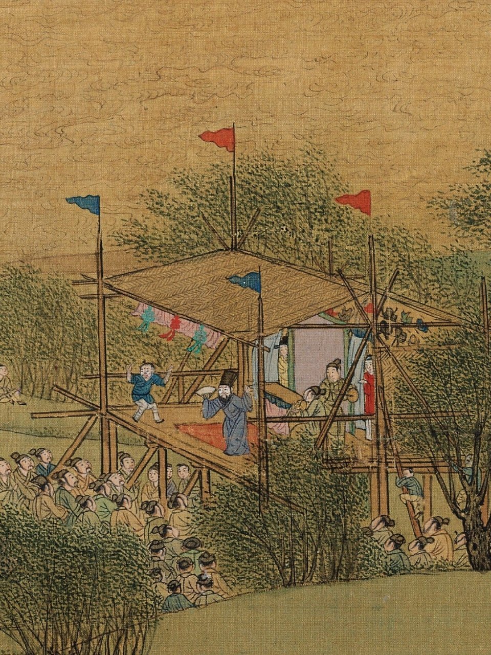 【仇英 明 《清明上河图》高清无码局部大图上】绢本 长卷 设色 34.8x804