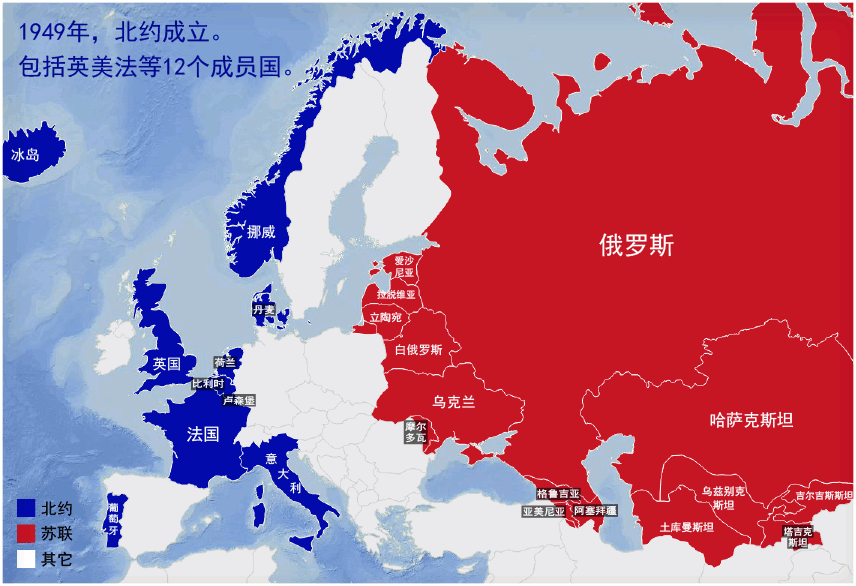 北约扩张动态图

有人说，这是东欧西逃，不是北约东扩，包括土耳其，也是逃命版加入