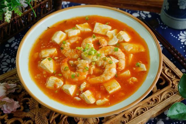 番茄豆腐大虾煲（阳后调理）  