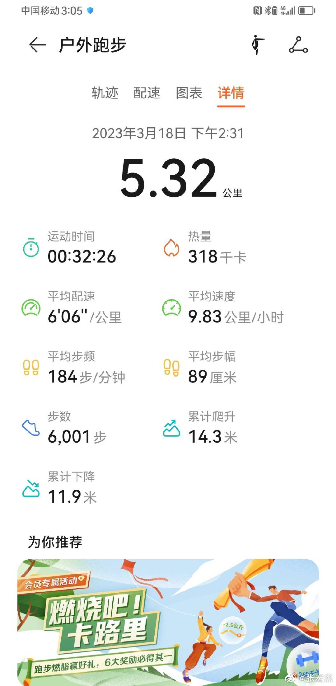 今日5公里。太阳居然感觉有点大了。 ​​​