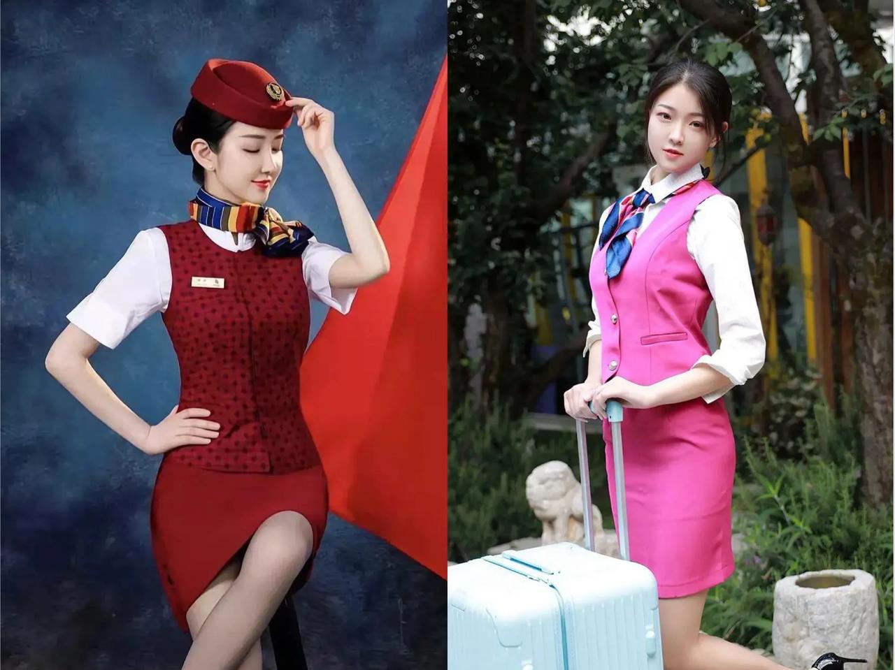 美女欣赏-空姐自拍-红色工装空