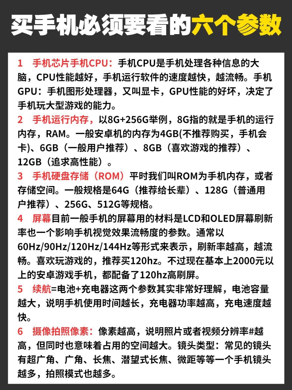 买手机必须要懂的六个参数，看懂再也不怕被坑了 手机参数 #购机技巧