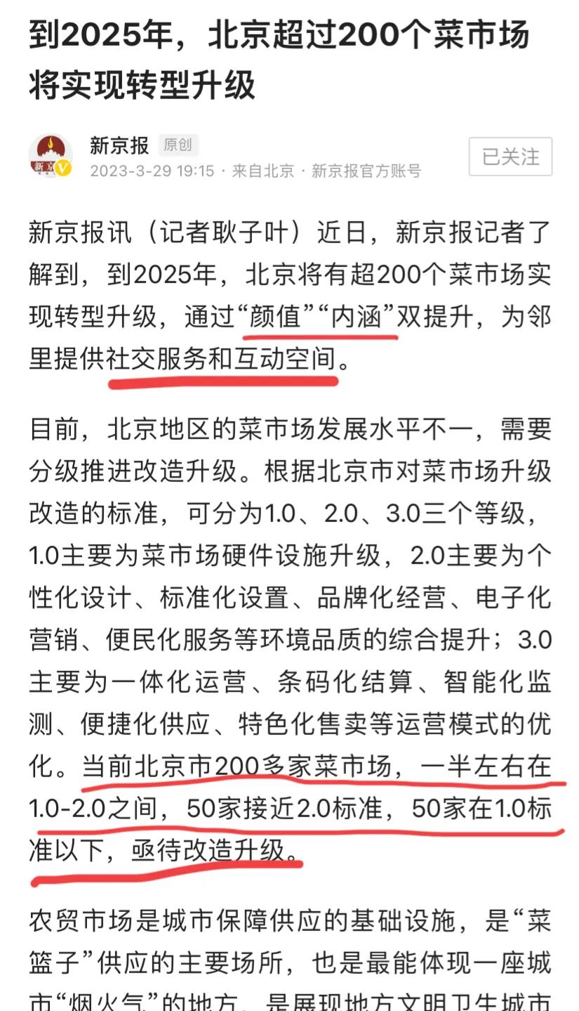 北京市民爱逛的菜市场什么样？北京200多家菜市场将逐步升级到3.0，从1.0到3