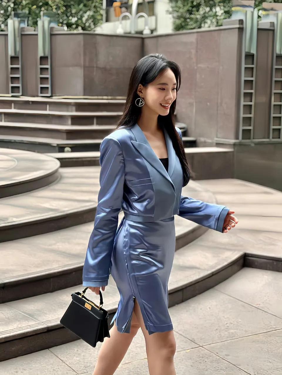 小S二女儿许韶恩某品牌宣传照释出，一袭蓝色长裙看着落落大方，而且非常成熟。有网友