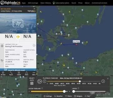 根据 Flightradar24 的数据，9 月 26 日，在事件发生一小时后，