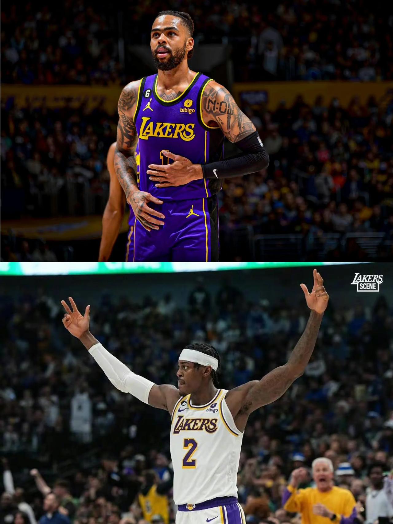 湖人新援换队前与被交易后，主要数据对比

拉塞尔
森林狼:场均32.9分钟，17