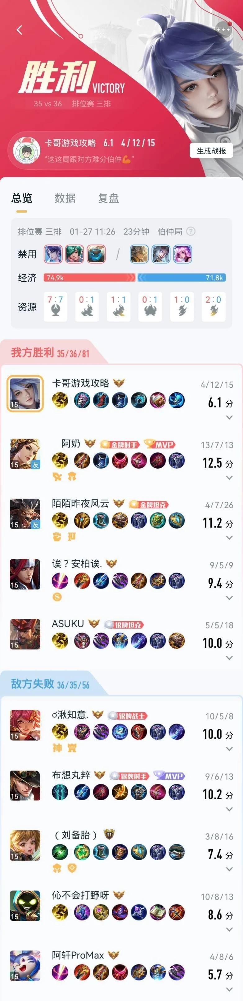 原本这局肯定是输的，但最后对方