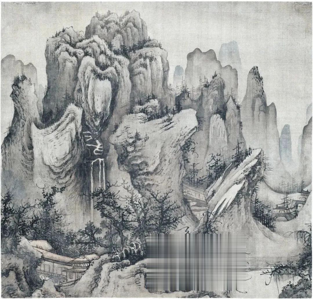 【明 杨士贤《寒山飞瀑页》】
  