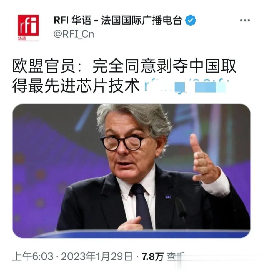 【欧盟官员称：完全同意剥夺中国