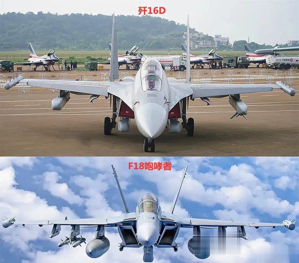 歼16，F18E电子战战机正面图！ ​​​