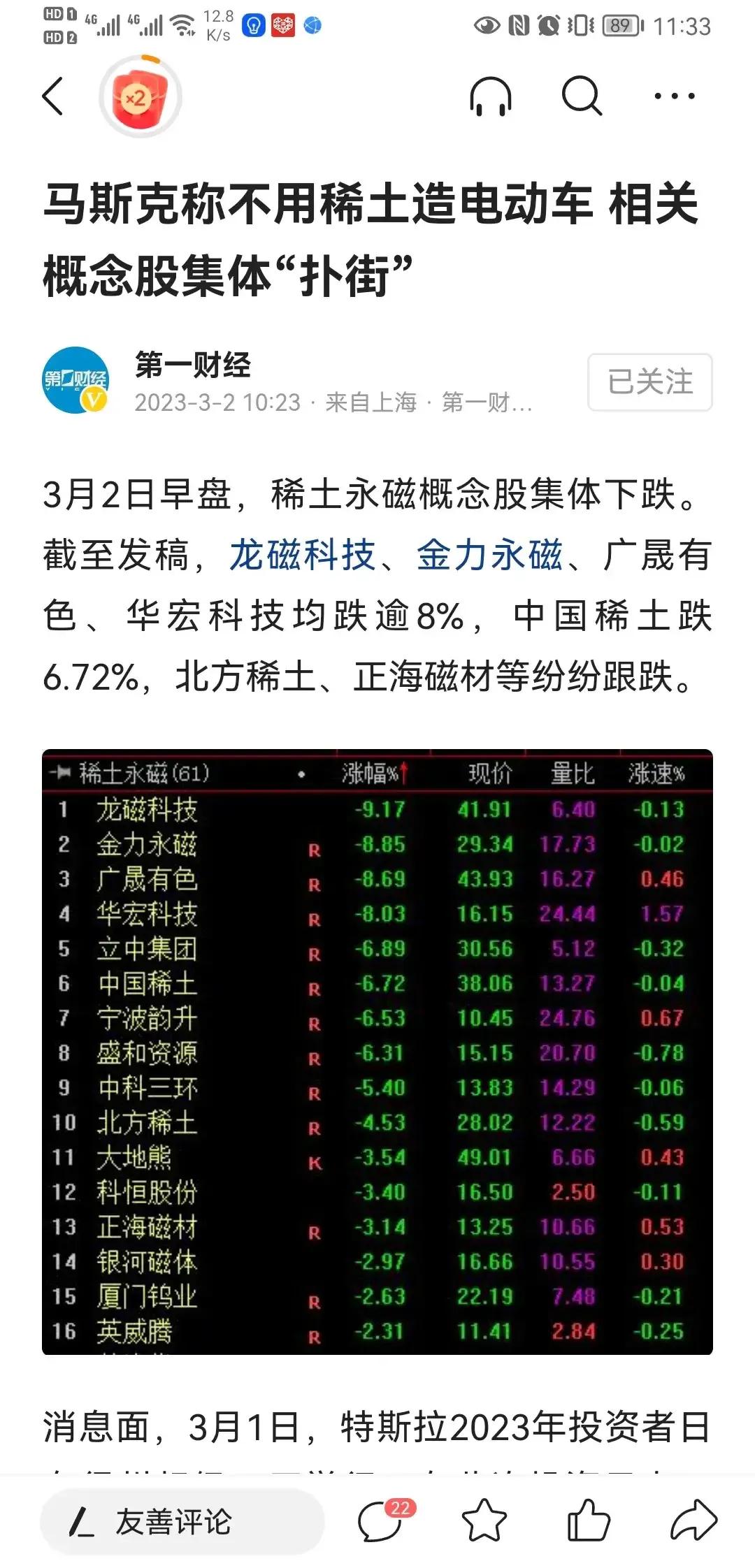 今天特斯拉一句话，就让中国稀土相关股份出现大跌，而特斯拉始终走在技术创新的前沿，