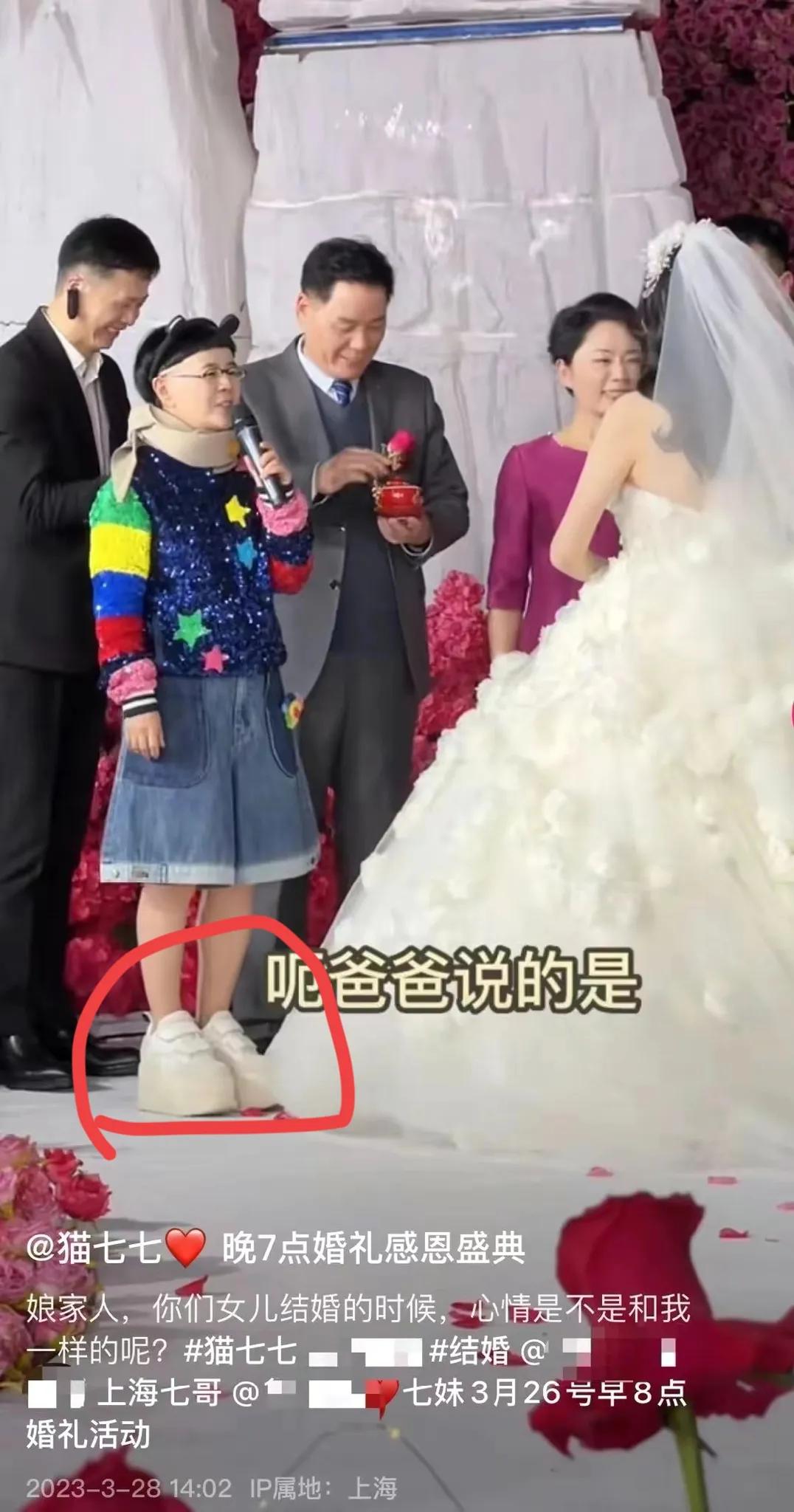 “金龟子”踩20厘米“恨天高”主持网红婚礼引热议！

近日，知名儿童节目主持人“