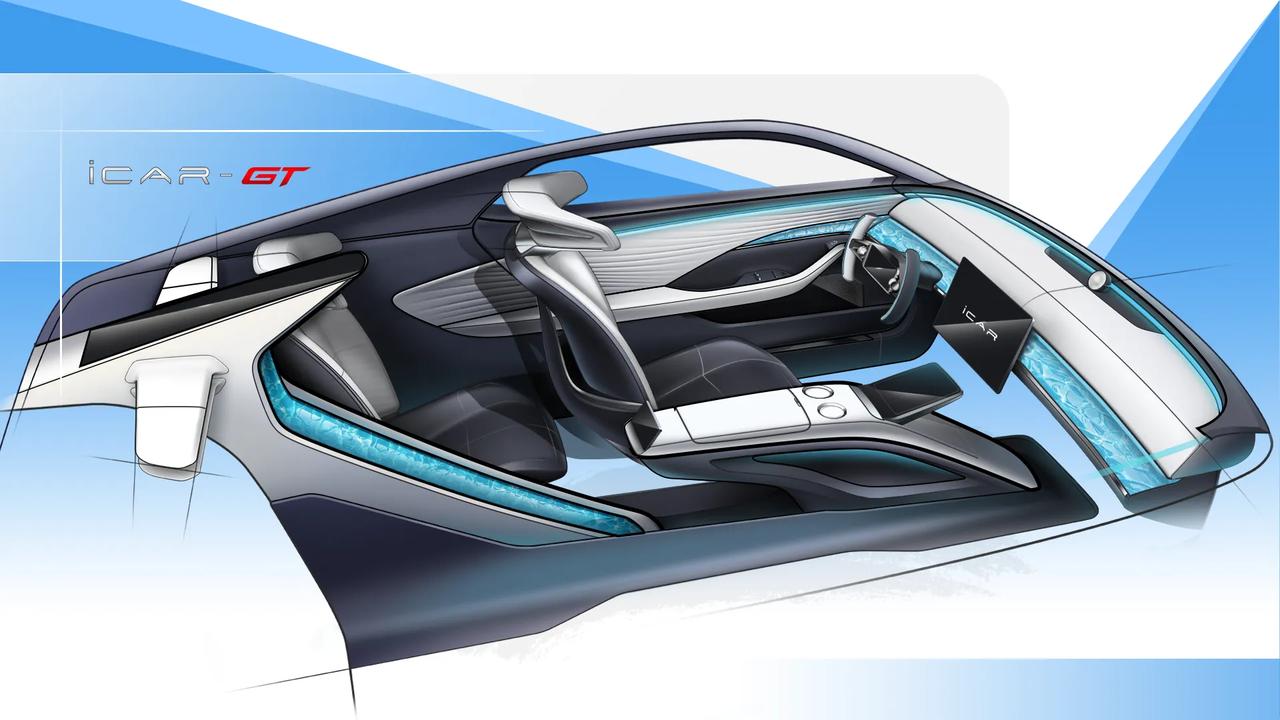 【iCAR GT内饰再次曝光 挺科幻】刚刚，又一组iCAR GT内饰谍照曝光。除