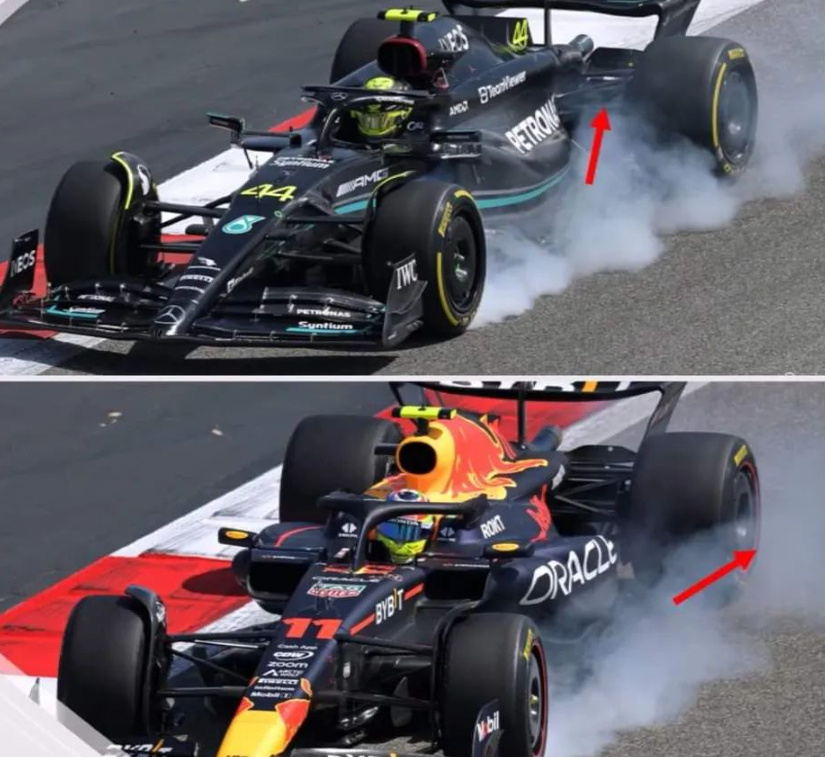 梅赛德斯W14和红牛RB19赛车的侧箱设计对比W14向后轮吸入脏空气减少了下压力