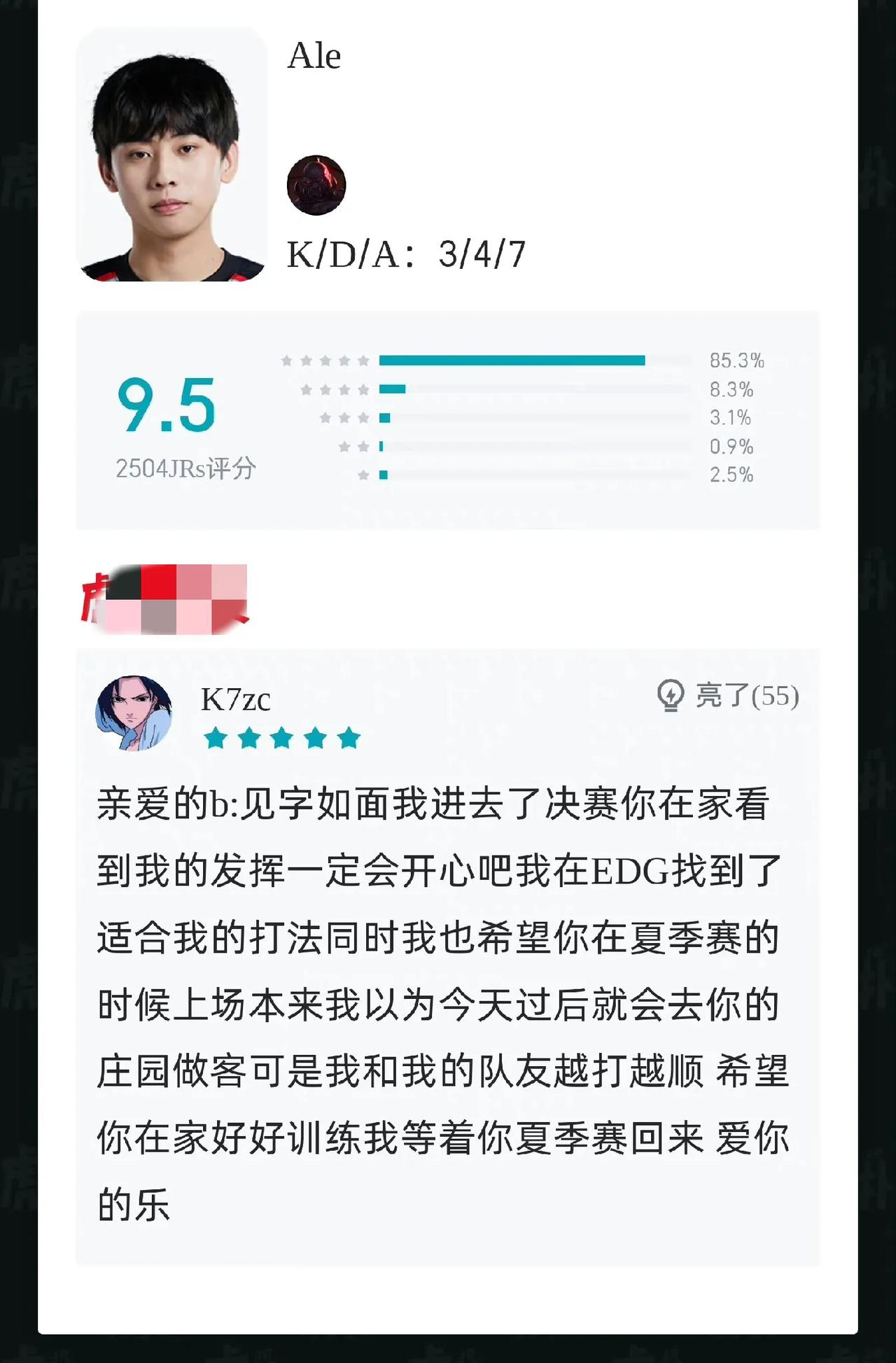 亲爱的B：
       你好
       见字如面，我进胜者组了，你在家看到