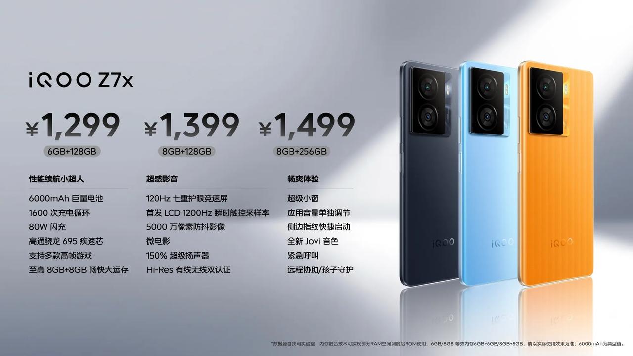 iQOO Z7
8+128G：上市价1599
8+256G：上市价1799；首销