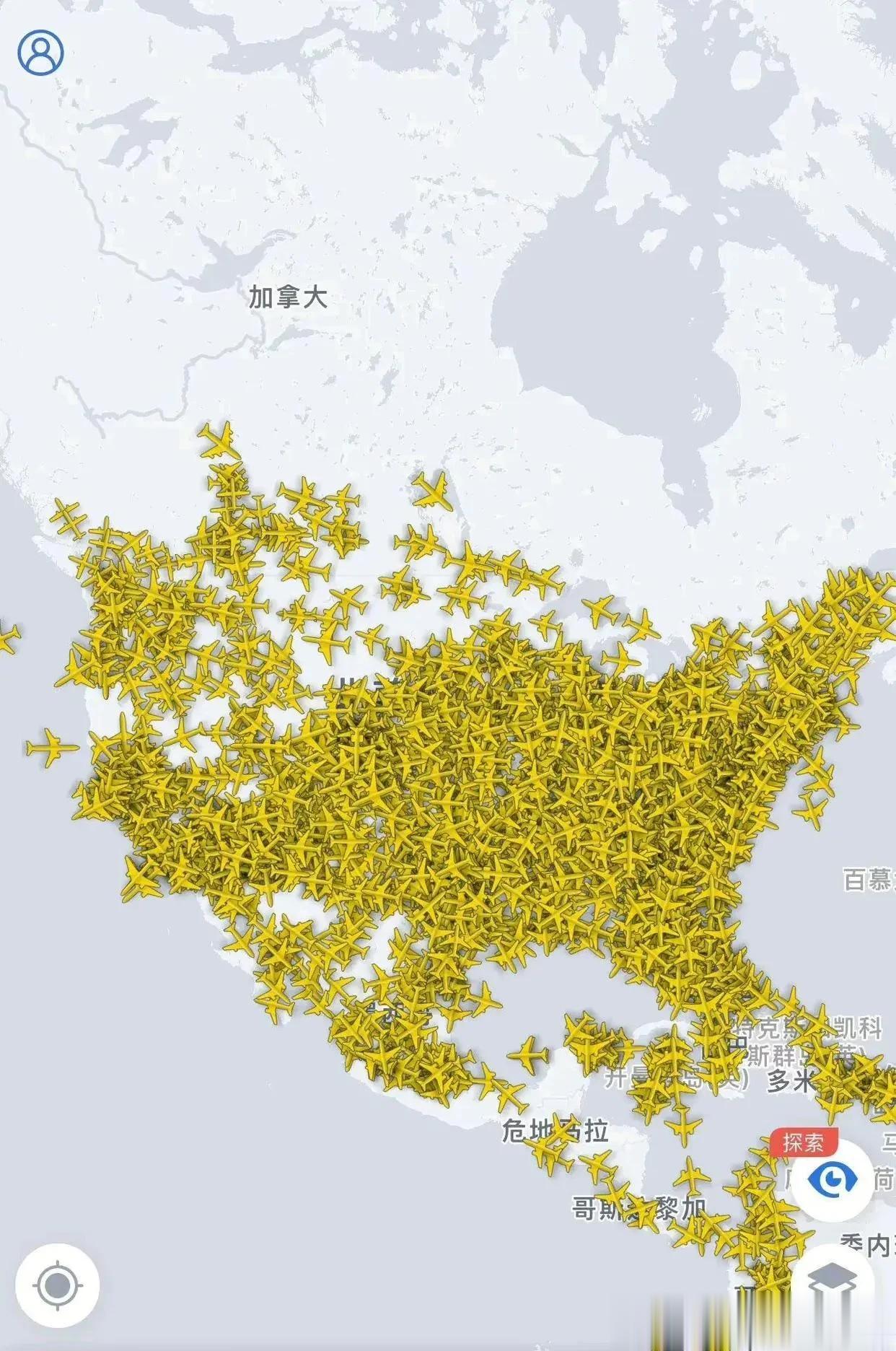 从世界航班飞机客流量看发达程度。