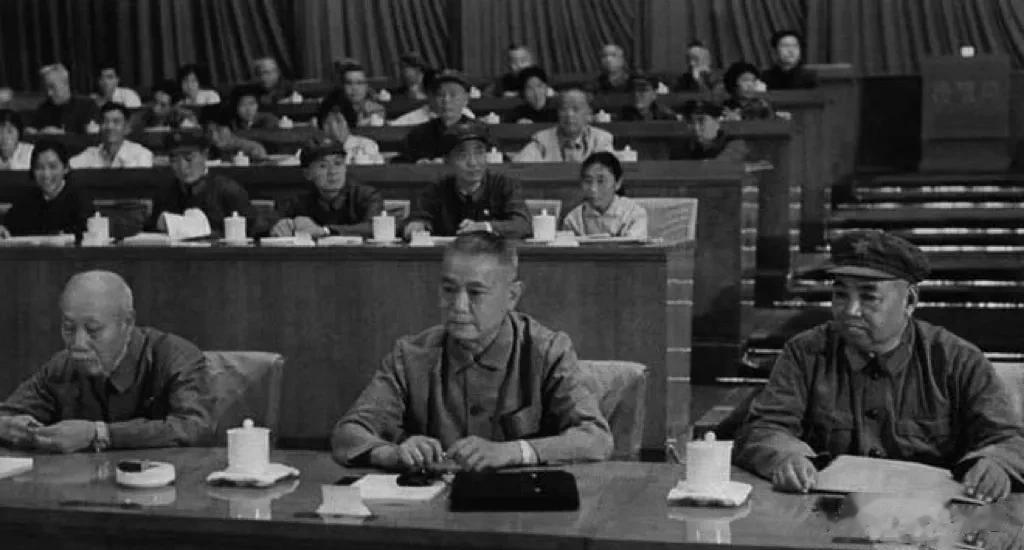 这是在1973年，党的十大开幕式上，董必武，李先念，许世友三位领导并排而坐，当时