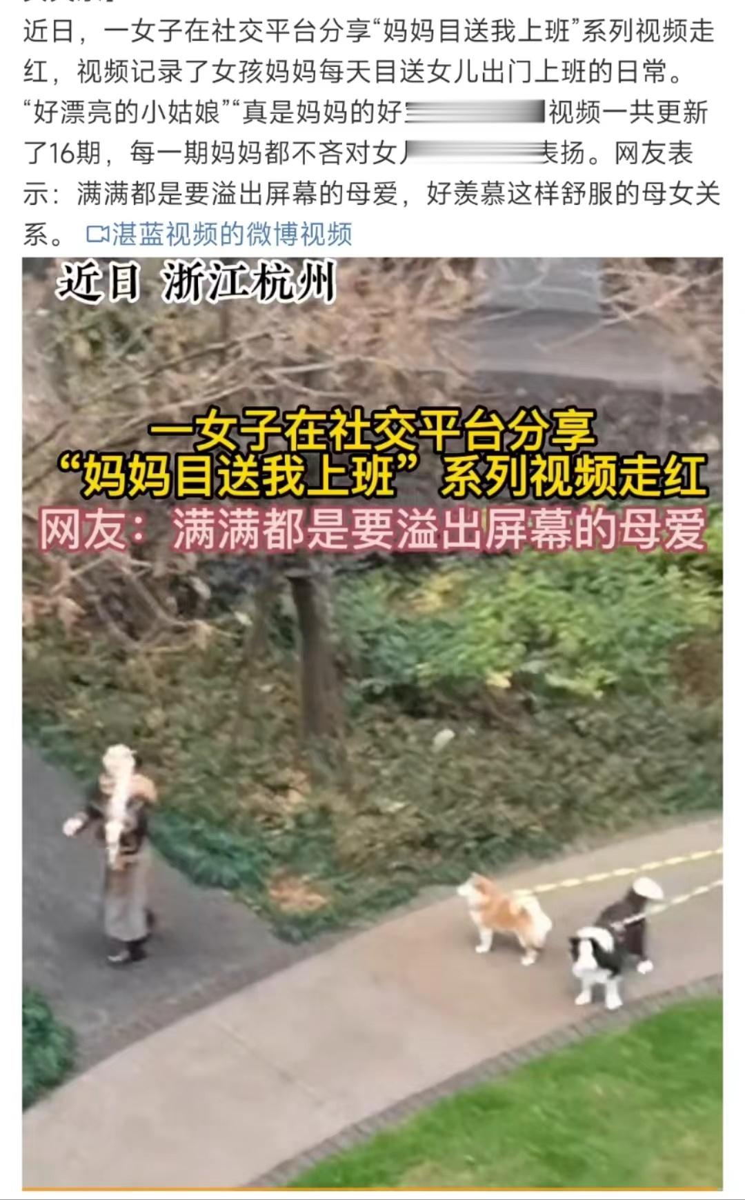 #每天被妈妈目送上班是什么体验# 母爱体现在生活中的一点一滴，看到这则新闻，不由