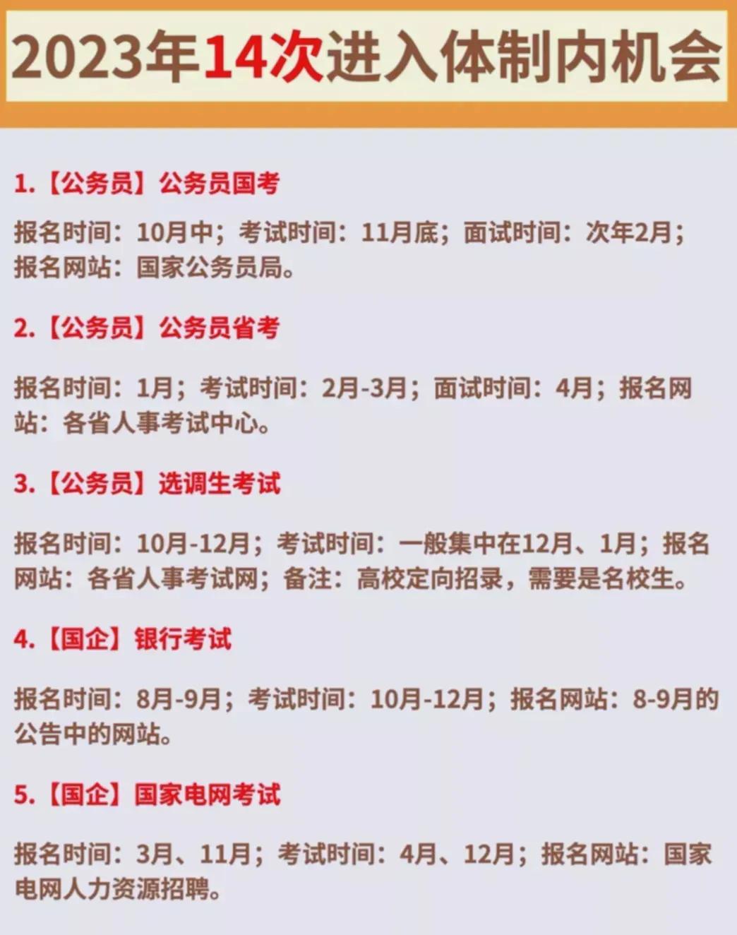 终于整理出来了，原来一年中居然有14次进入体制内的机会，后悔知道的太晚了，家里有