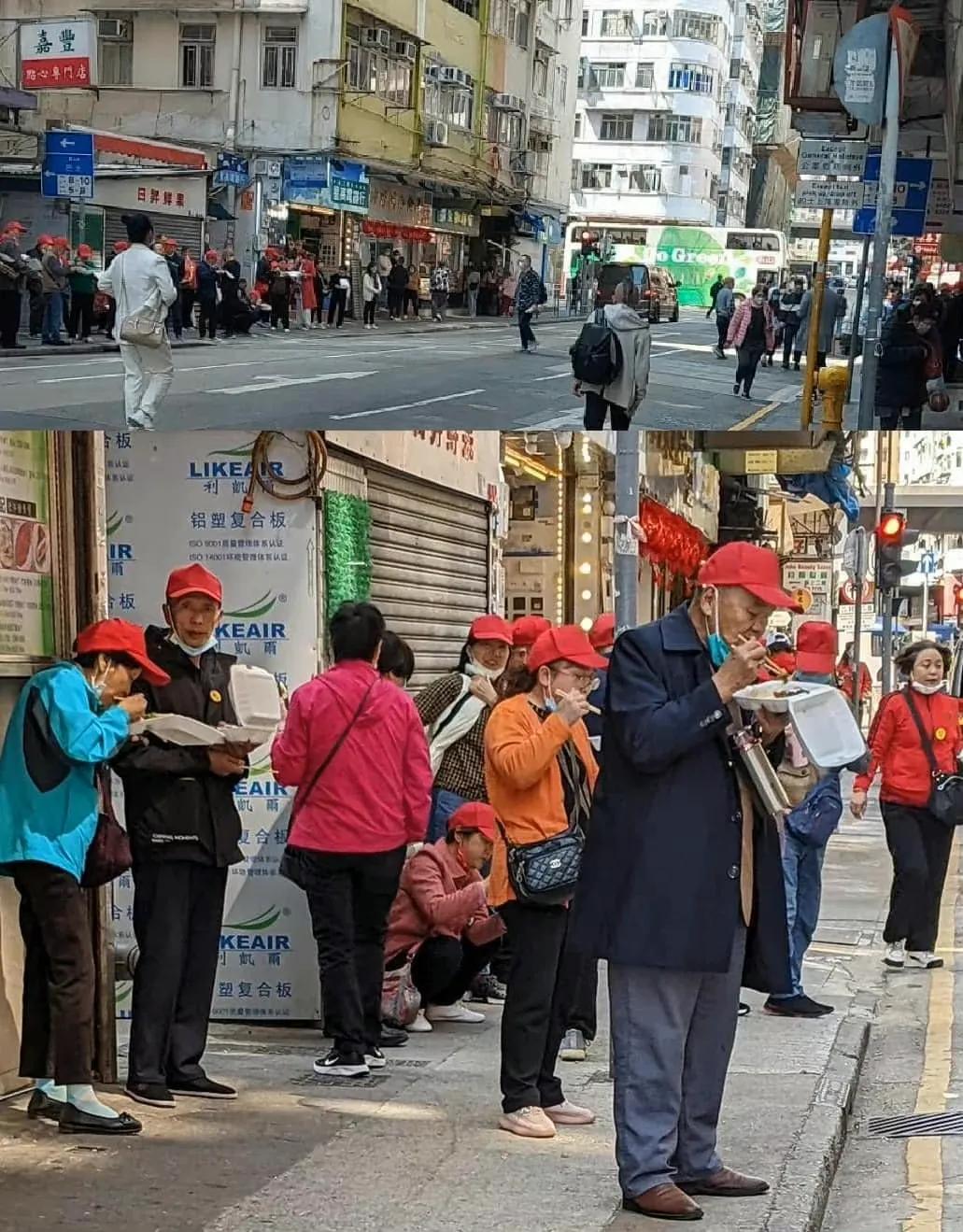 香港朋友发给我的一张照片，令我五味杂成。

2月28日，土瓜湾。一群内地游客站在