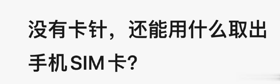 手机SIM卡针掉了或没带，可以用什么代替？

个人经历，建议不要用牙签，尤其是比