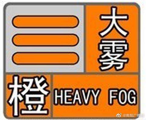 【大雾橙色预警】南阳市气象台2