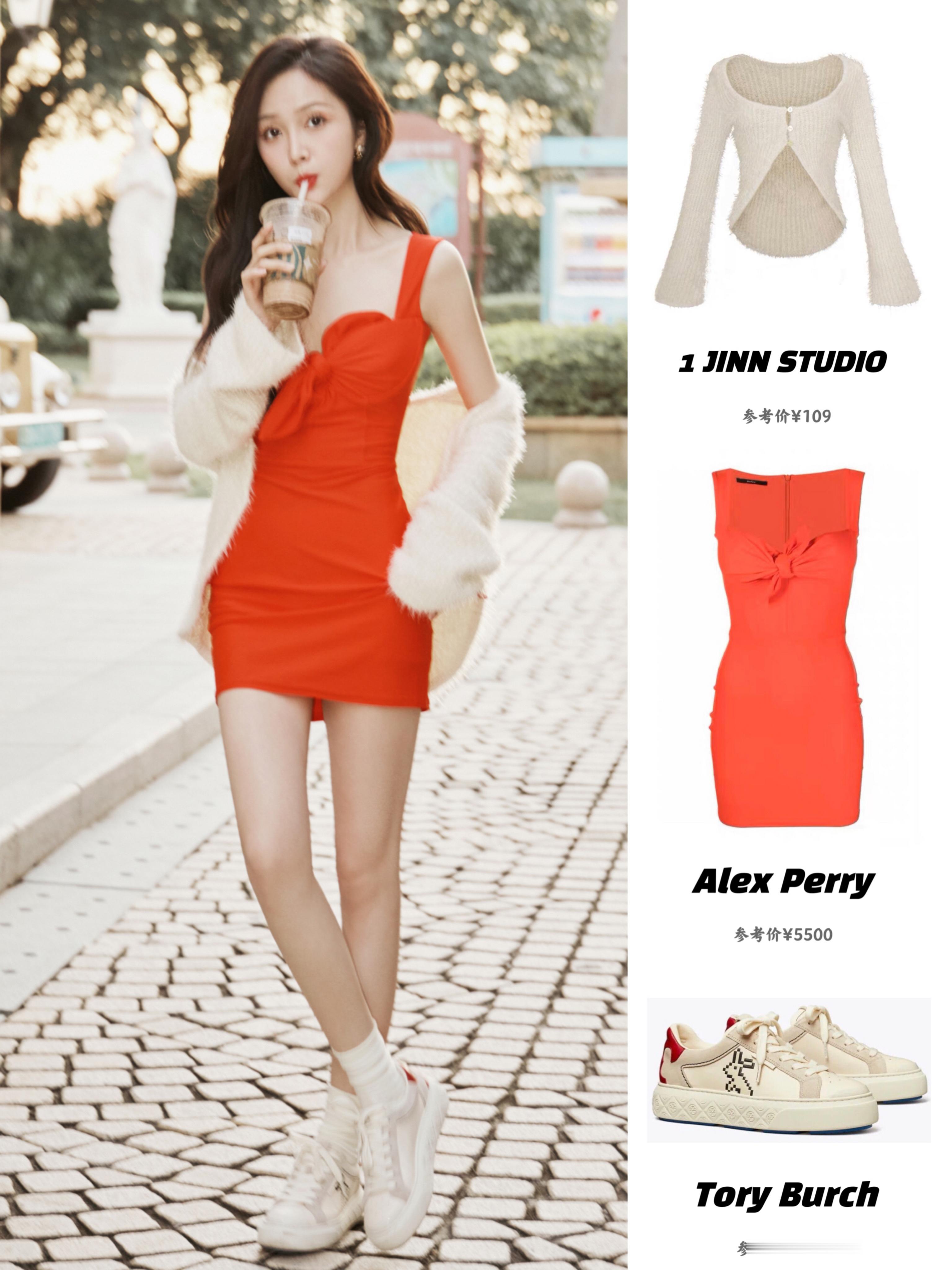 吴宣仪立春写真，美女好适合红裙！ ​​​