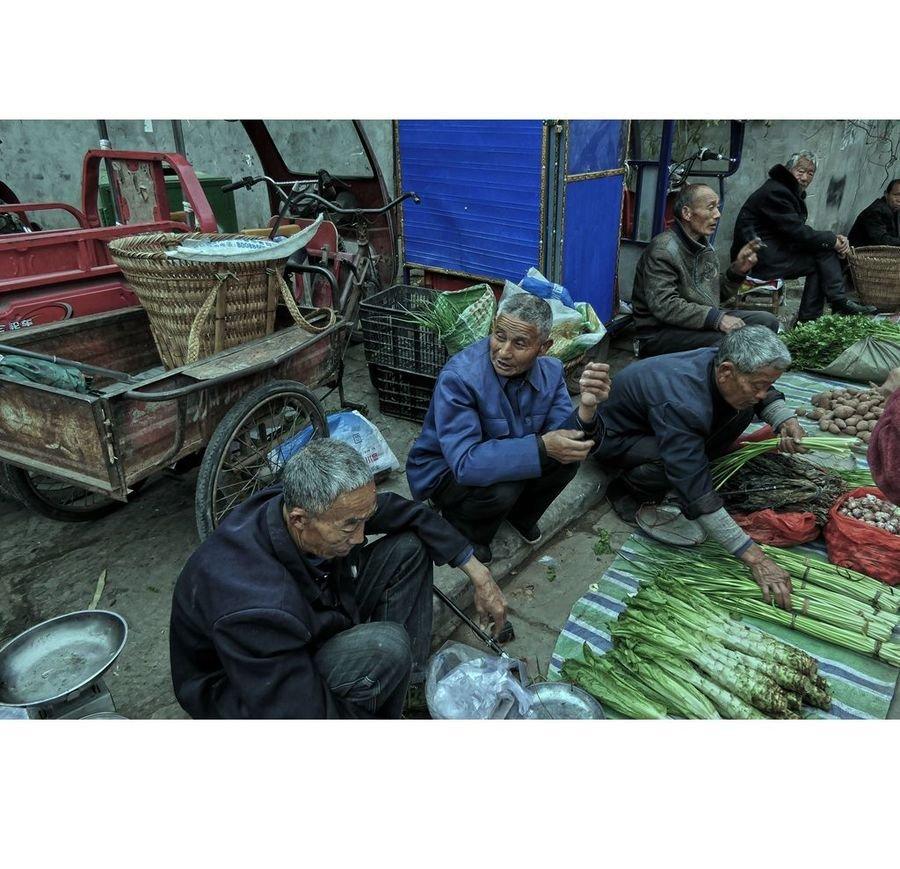 晨起常看菜农忙，起早贪黑忘日光。生活不惧风兼雨，更何秋冬寒与凉。沟沟坎坎人生过，