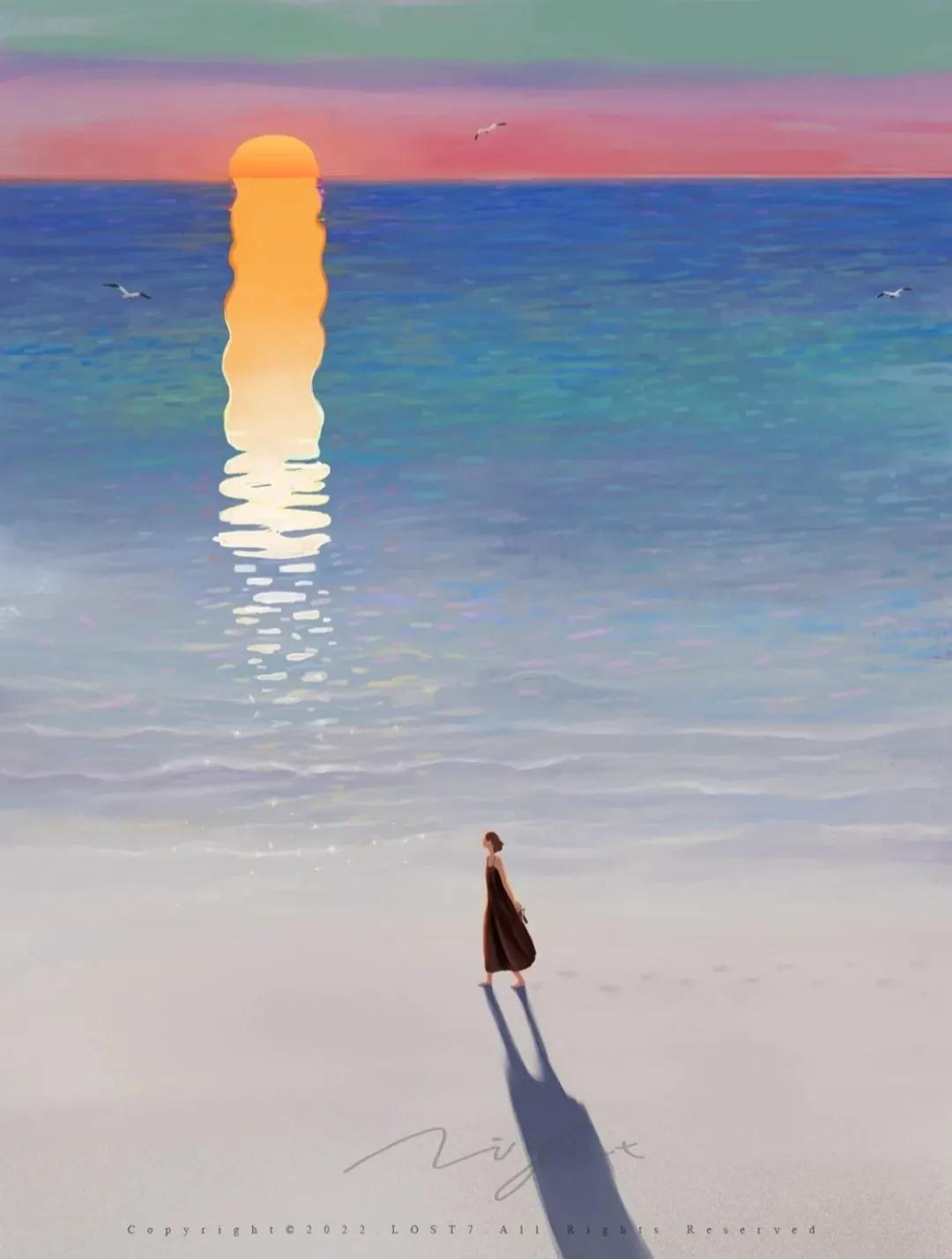 “ 月华如水，此心安然 … ”丨插画师：Lost7 ​​​
  