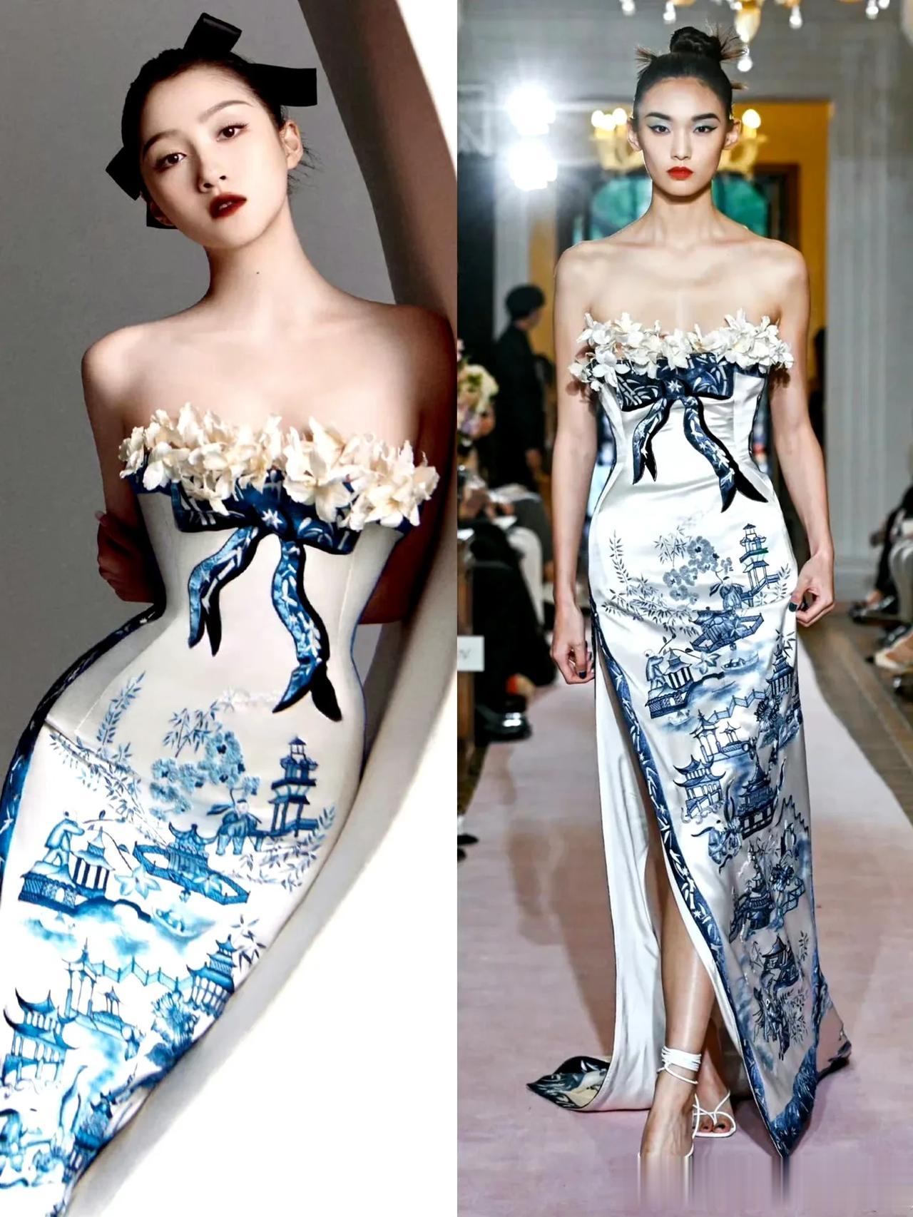 要想穿进陈采尼设计的礼服，这得有多瘦，看关晓彤就知道了，这得是健身了好久才能穿进